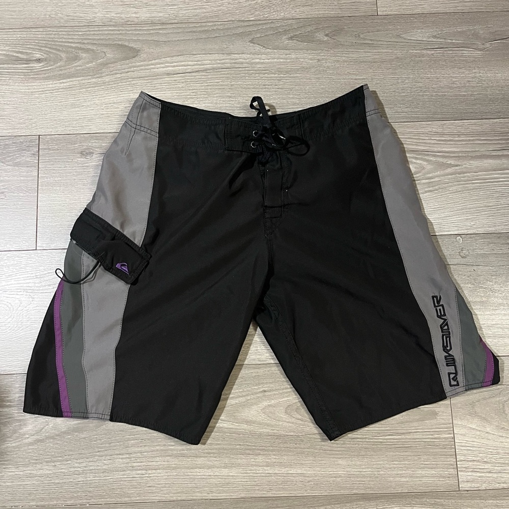 Quiksilver Black and Gray Board Shorts
